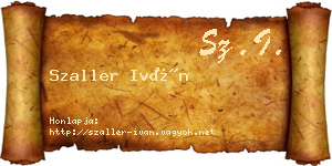 Szaller Iván névjegykártya